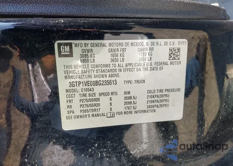 2011 GMC Sierra Sle z USA, uszkodzony, nr VIN 3GTP1VE00BG235613